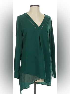 White House Black Market petites emerald green blouse